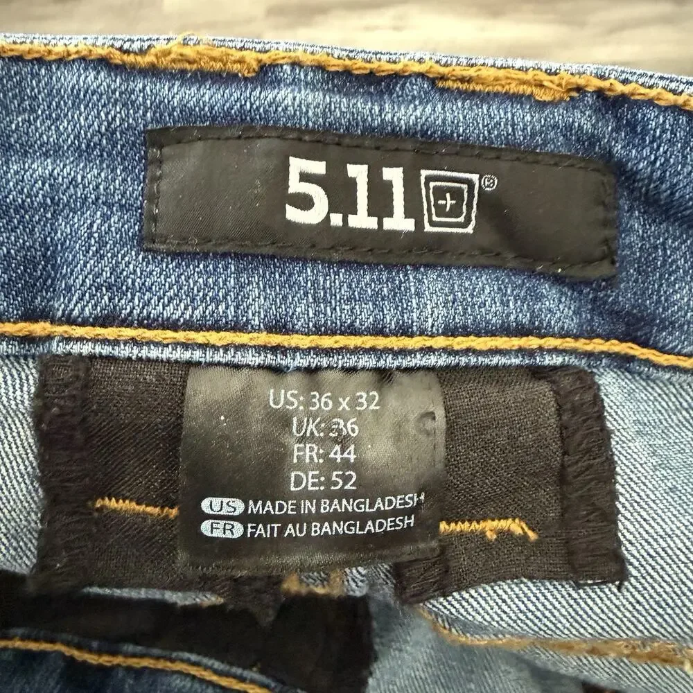 5.11 Tactical Jeans Mens 36x32 Blue Medium Wash Straight Denim Stretch 5-Pocket